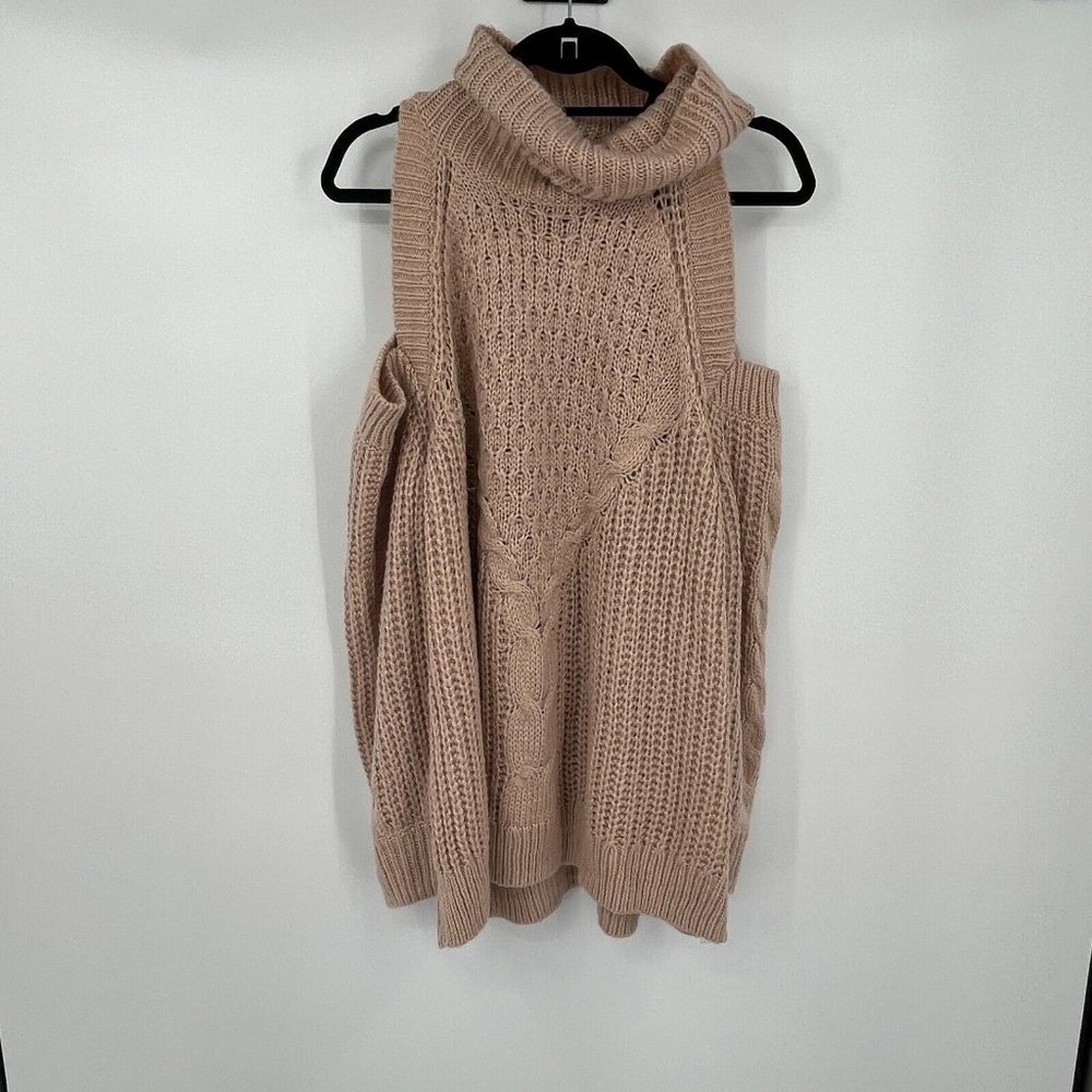 Express Sleeveless Turtleneck Cable Knit Sweater Vest in Blush